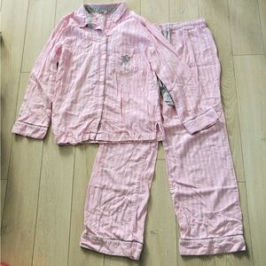 Victoria’s Secret Logo Embroidered Pink Striped PJ Set  Size S